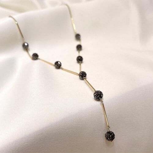 Korean Style Niche Black Gold Tone Necklaces For Women Vintage Irregular Bohemian Clavicle Chain Fashion Elegant Charm Jewelry