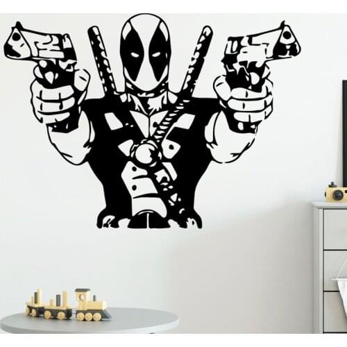 Cool deadpool Wall Sticker Vinyl Decor For Living Room Bedroom Removable Decoration Wall Decals muursticker