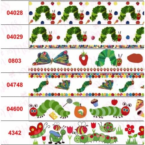 16mm-75mm Cartoon Butterfly Flower Printed Grosgrain/Elastic Ribbon Geometric DIY Party Decor Hair Bowknots 50yards/roll