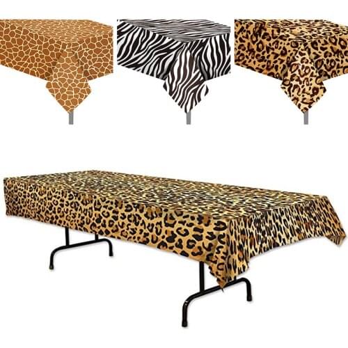 Woodland Animals Disposable Tablecloth Jungle Safari Animals Theme Leopard Deer Horse Pattern Decor Party Tablecover Supplies