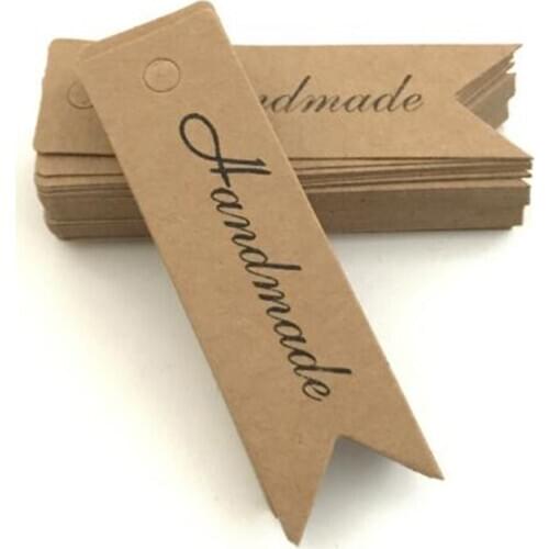 100pcs/lot 7*2cm Handmade Retro Baking Small Label Christmas Thankyou DIY Ornament Material Blank Tag Bookmark Gift Card