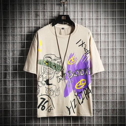 2021 Summer New Men Casual Loose Street Wear Cotton Short-sleeved T-shirt Tops Men Fashion Hip-hop Short-sleeved T-shirts