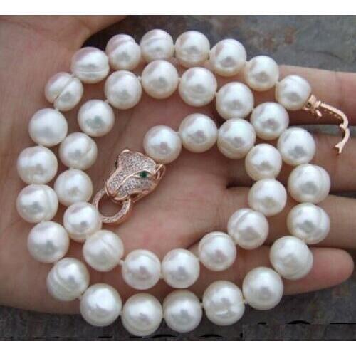 NEW HUGE 10-12MM NATURAL SOUTH SEA WHITE PEARL NECKLACE 18INCH