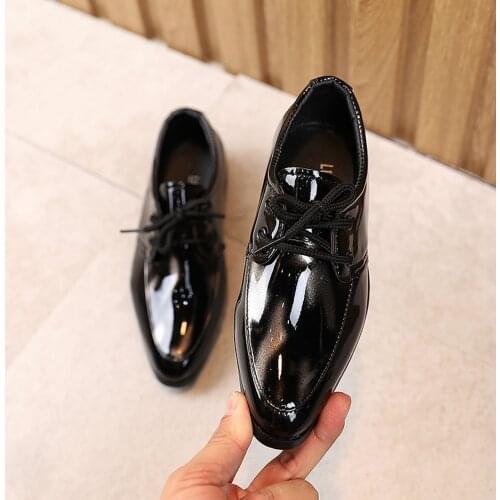 Boys Shoes Princess Leather For Kids Shoes Dress School Fashion Bowtie Children Shoes Flat Black Wedding Party Summer Autumn New