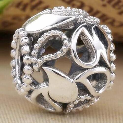 Original Vintage Openwork Lacework Pattern Teardrops Bead Fit 925 Sterling Silver Bead Charm Bracelet Bangle DIY Jewelry