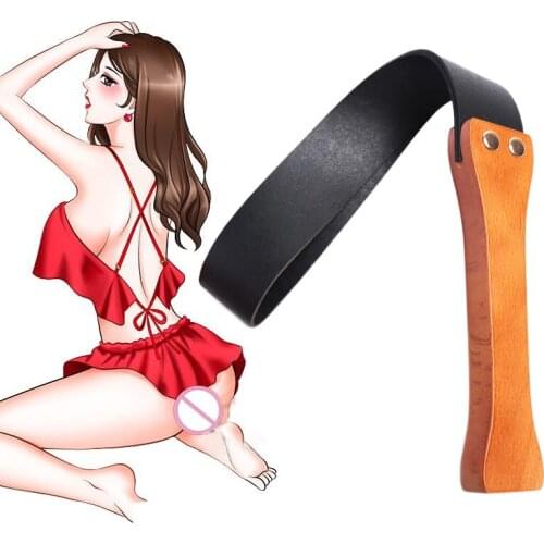 Double Layer Leather Whip Solid Wood Handle Thick Wooden Clap SM Folgger Erotic Spanking Paddle Slave Torture Bondage Sex Tools