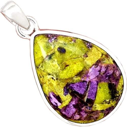 Genuine STICHTITE Pendant 925 Sterling Silver, 40.2 mm, AP6867
