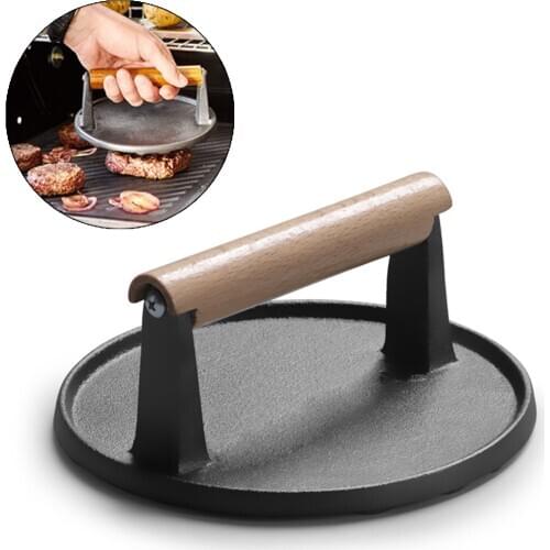 Dibiao Grill Press Round Grill Press Heavy Duty Bacon Meat Press BBQ For Bacon Ham Steak Sandwiches Hamburgers Meat Presses