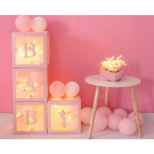Transparent Box Baby Shower Boy Girl Wedding 1st Birthday Party Decoration Kids Baby Shower Balloon Box Happy Birthday