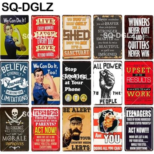 [SQ-DGLZ]We Can Do It Tin Sign Wall Pub Bar Club Decor Believe Yourself Metal Crafts Plaques Art Poster ACT NOW Metal Signs