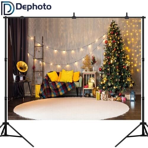 Dephoto New Year Christmas Tree Interior Scenery Baby Photography Backgrounds vinyl Photographic Backdrops For Photo Studio