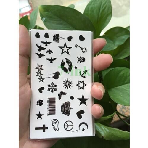 Waterproof Temporary Tattoo cute little birds Crown stars Sticker on body Water Transfer fake tattoo flash tattoo 10.5*6cm