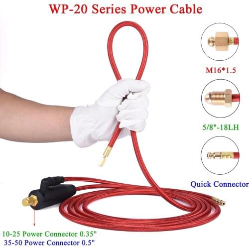 WP20 TIG Torch Power Cable Quick Connector 5/8" M16 For Water-Cooled TIG Torches 20 Series 3.8m 12.5ft 250A