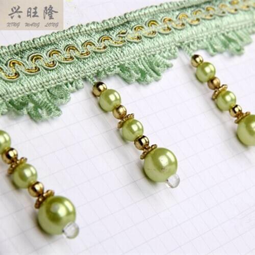 XWL 12M/lot Pearl Beads Curtain Lace Accessories Drapery Tassel Fringes Trim Ribbon DIY Sewing Sofa Valance Home Decor Fabrics