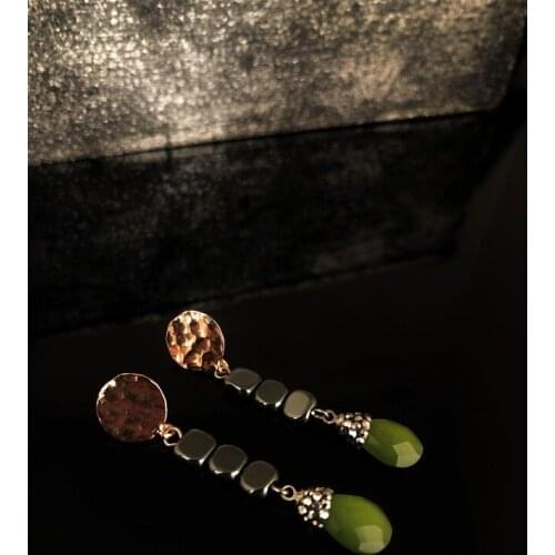 Dr Stone Natural Stone Women 'S Cat 'S Eye Stone Rose Gold Plated Earrings RYL 439800013