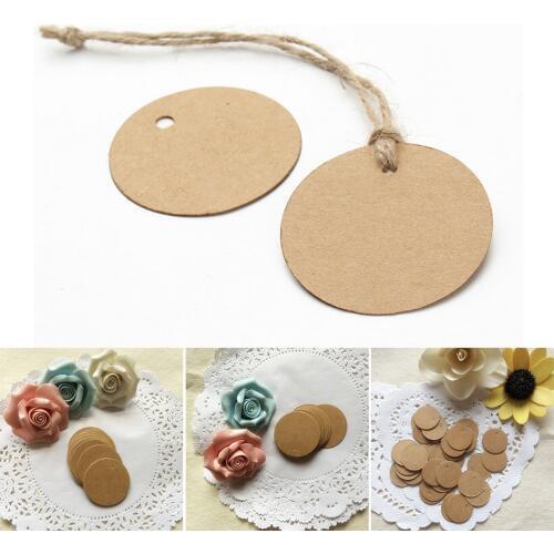 100PCS DIY Round Brown Garment labels Handmade Bowknot Kraft Label Vintage Label DIY Hand Made For Cake Baking Sealing Hang tag