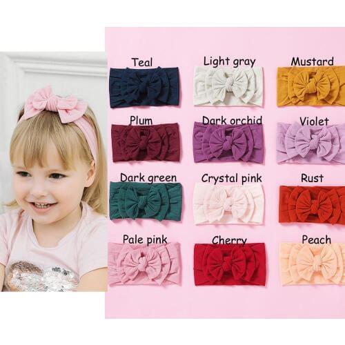 100 pcs/lot , Double Knotted Bow Nylon headbands, Infant baby girls hair accessories Nylon turban headwrap
