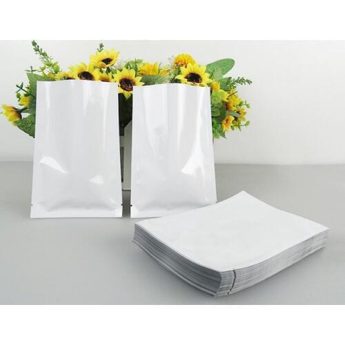 Different Size 100pcs Heat Seal Aluminum Foil Bags White Color Plain Pocket Mylar Vacuum Bags for Food Storage (Open 6-32cm)