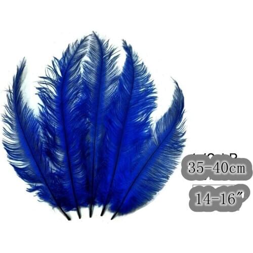 100PC Feather Royal Blue Dyed 35-40CM 14-16" Mini Spads Ostrich Wholesale Chicken Body Feathers Halloween Wings Hats Decorations