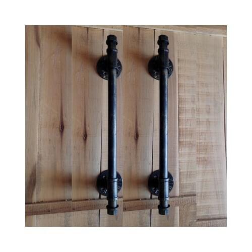 12" / 30CM American Rural Antique Black Door Handle Handles Pull Pulls Water Iron Pipe