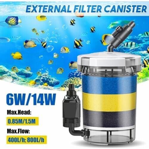 220V Aquarium External Canister Filter 800L/H Sponge Pond Fish Water Tank Pump