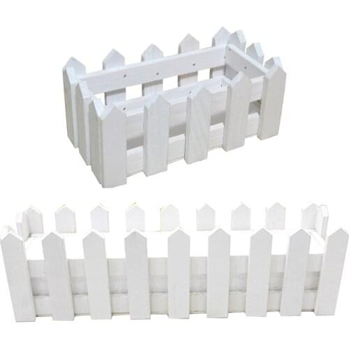 2pcs Rural Wooden Fence Flower Pot Hanging Garden Basket Planter Plant Container Home Decor With Foamed Plastic