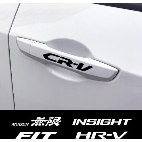 4PCS Car Door Handle Stickers Decal For Honda Fit Odyssey City Mugen HR-V CR-V Jazz Legend RR Si VTi Type R S Modulo Accessories