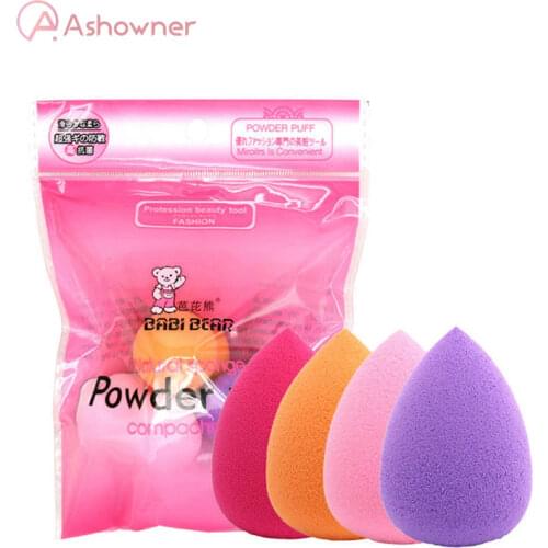 4Pcs Foundation Sponge Facial Makeup Cosmetic Puff Base Liquid Powder Cosmetic Tools Water-drop Shape Gourd type Powder Puff