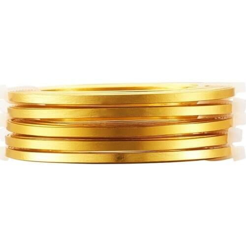 5 Rolls 2m/roll 3mm 5mm wide Flat Aluminum Wire Goldenrod for Jewelry Making DIY Bracelet Necklace Findings