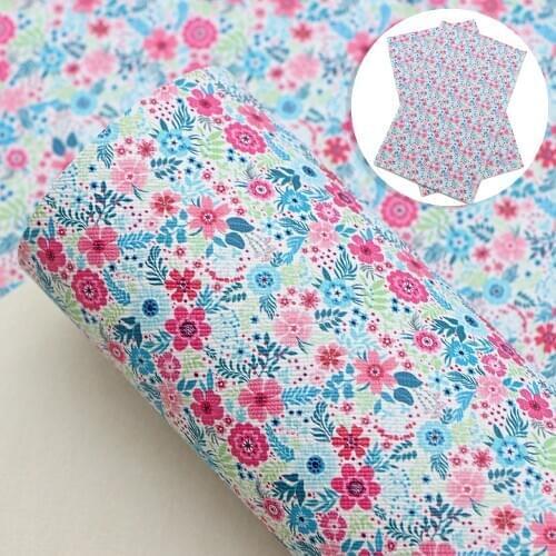 David accessories 20*33cm Flower Fine Glitter Printed Faux Synthetic Leather For Bow-knot bags Wallet Phone Cover DIY,1Yc11665