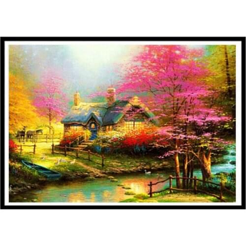 Diamond Painting 5d Brand New Landscape Diamond Mosaic Forest House Cross Stitch Kit Printing Home Decoration Personalized Gift