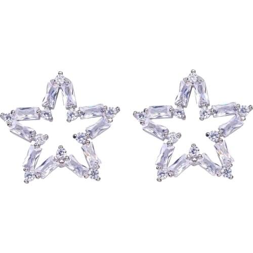 Bettyue Brand Fashion Luxury AAA Cubic Zircon White Gold Color Star Pendant Jewelry Earrings For Woman Florid Wedding Party Gift