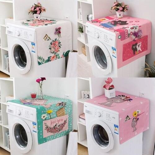 Roller Washing Machine Cover Refrigerator Cover Sunproof Waterproof Cover Microwave Oven Bedside Table Cotton Linen Cloth