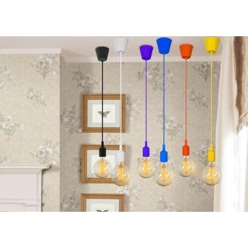 Colored Silicone E27 Line Pendant Light Mediterranean Cafe Tea Shop Decoration Hanging Light deco chambre