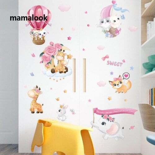 Sweet cartoon animal childrens room entrance cabinet wardrobe classroom bedside background decoration stickers