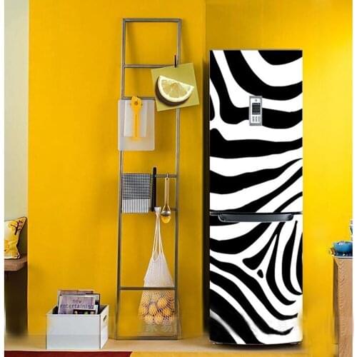DIY Black & White Zebra Stripe Waterproof SelfAdhesive Refrigerator Sticker Door Cover Wallpaper wall stickers