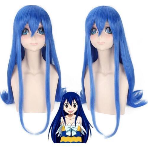 Anime Fairy Tail Wendy Marvell Cosplay Wig Blue Long Straight Costume women girls Synthetic Hair Halloween party play Perucas