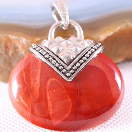 Women Jewelry Gift Natural Stone 40MM Cabochon Oval Bead Egg Yolk Stone Pendant for Necklace 1Pcs K1154