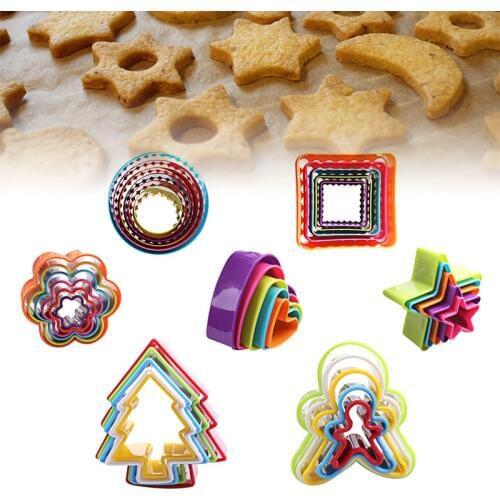 5Pcs/set Cookies Cutter Molds Plastic Cake Mould Biscuit Plunger Forms For Cookies Cake Decorating DIY Baking Tools