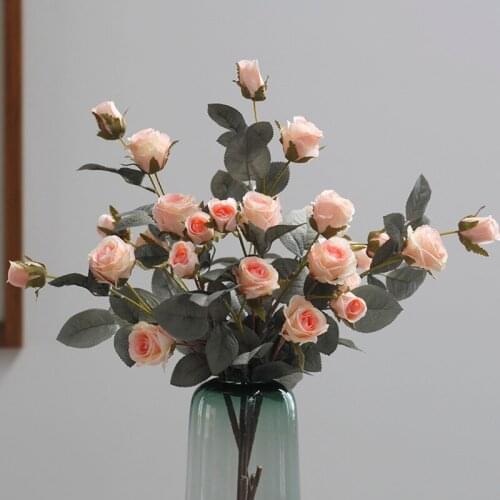 7 Head Artificial Flowers Country Style Vintage Autumn Color Rose Branch for Wedding Home Table Decoration