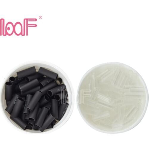 LOOF 50000pcs 3.5*3.1*10 mm Hair Extensions HEAT Shrinkable micro shrinkable ring/Links /bead/tube hair extensions human black
