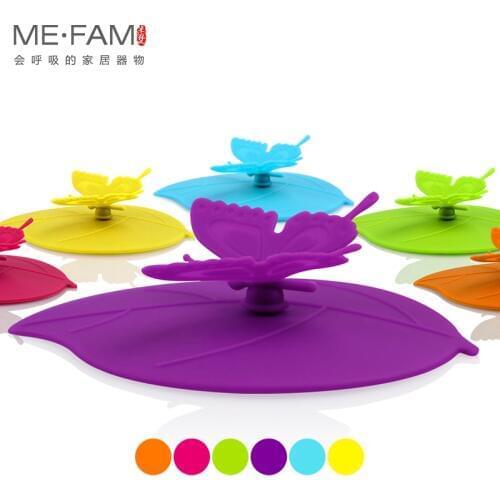 ME.FAM 1 Pieces Cute Fashion 3D Butterfly Leaves Silicone Cup Lid 10.5 cm Seal Dust-proof Cover For Glass Ceramic Plastic Mug