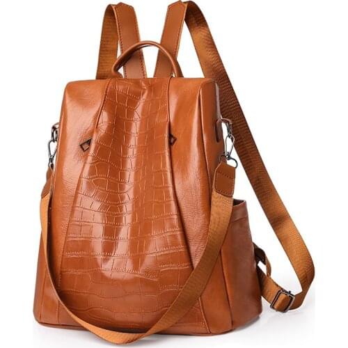 Multifunctional Anti-theft Backpacks Women Leather Backpacks for Teenagers Girls Shoulder Bag Large Capacity Travel School Bag