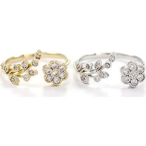 Hot Fashion Adjustable Rings Gold Color&Silver color Wishful Flower Leaves And Branches Finger Rings For Women Jewelry Wedding