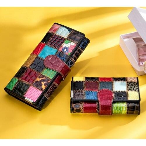 Newsbirds Fashion Womens Leather Wallet Colorful Female Clutch Bags Genuine Leather Wallet For Women With Card Holder