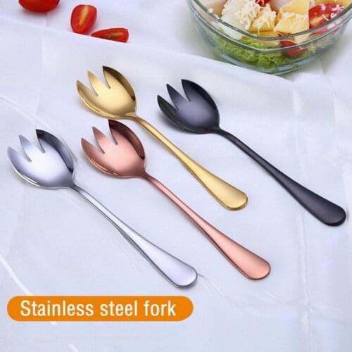 Spklifey Gold Salad Spoon Fork 2PCS Salad Spoon Stainless Steel Cutlery Set Serving Colorful Unique Spoon Tableware Set