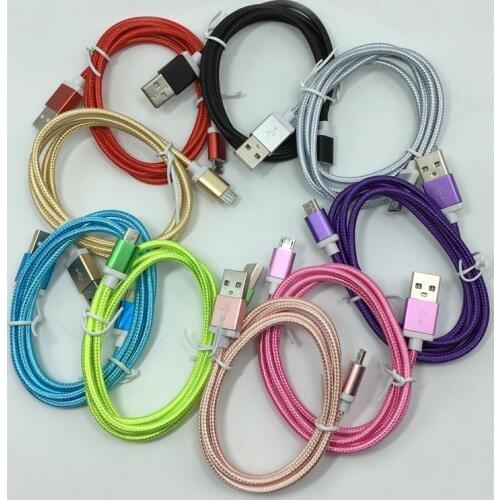Nylon Micro USB Charger Cable Charging Data Sync Cord For Android Samsung Huawei Xiaomi Meizu Lenovo HTC LG Sony Nokia Tablet PC