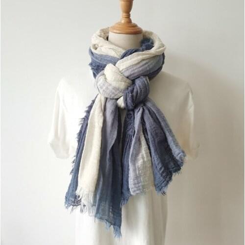 NINI WONDERLAND 2021 Cotton Linen Big Scarf Women Gradient Color Vintage Shawl Female Beach Casual Scarfves Four Seasons