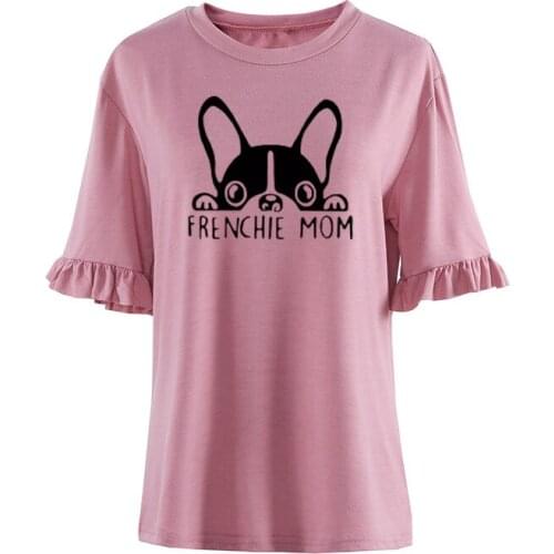 New Summer Casual T-Shirt Women Tops Frenchie Mom Women TShirt French Bulldog Mom Print Tee Shirt Women Loose Sleeve Clothes