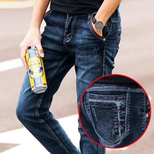 New Fashion Mens Jeans Stretch Dark Blue Skinny Jeans High Quality Men Casual Slim Fit Denim Pants Korean Style Male Trousers